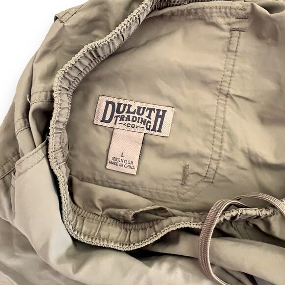 Duluth Trading Co Men's Tan Nylon Shorts Size L Pockets Drawstring Elastic Waist - Picture 5 of 7